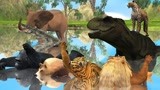 侏罗纪世界 霸王龙搞笑动画片 恐龙们手拉这手