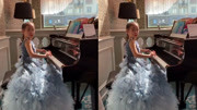 黄奕女儿盛装参加钢琴比赛 妆容精致容貌大变样