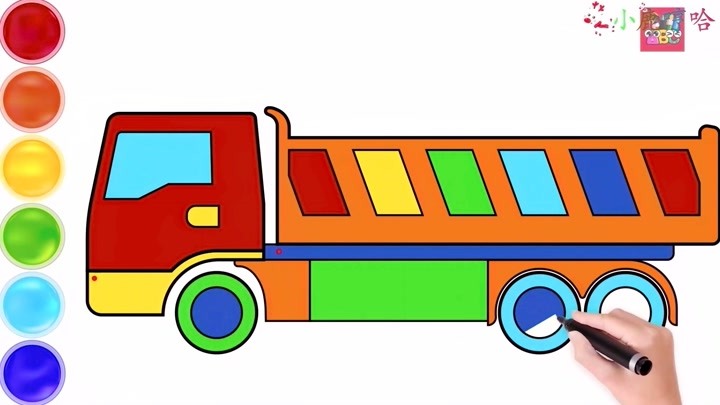 小萝莉绘画工程车,运输沙土过程!