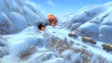 军人们穿越雪山 战斗机在天空肆虐