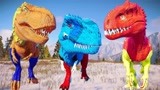 侏罗纪世界恐龙争霸战：小悟空霸王龙vs巨龙和印度霸王龙大战