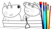 佩奇爸爸和狼先生怎么一起坐在船上？小猪佩奇画画故事第六季