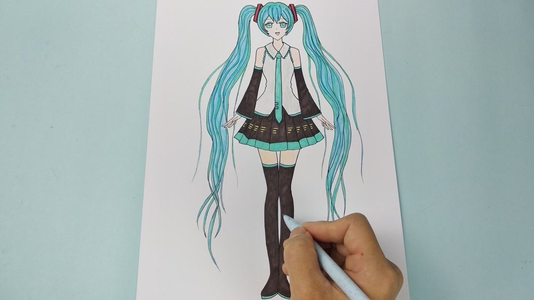 动漫卡通偶像系列简笔画视频,画法详细 :  手绘初音未来简笔画