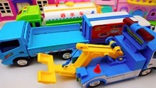 四辆玩具车模型，洒水车救援车和超级餐车