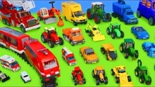 混凝土搅拌机，消防车，拖拉机，垃圾车，汽车和火车-儿童玩具车
