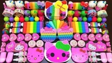 粉红猫vs彩虹猫，制作Hello Kitty粘液，小朋友们的最爱！