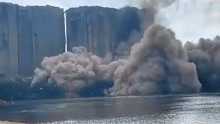 黎巴嫩贝鲁特港大爆炸遗存谷物筒仓发生部分垮塌 扬起大量烟尘