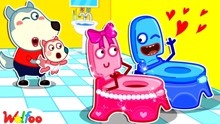 沃尔夫动画：沃尔夫带小珍妮上厕所，粉色vs蓝色，他会选哪个