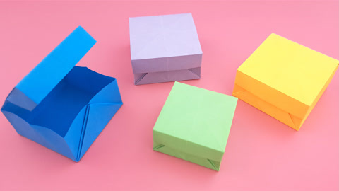 教你一张纸折带盖收纳盒,简单又好玩,手工diy折纸教学
